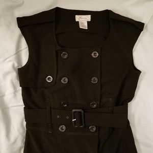 Freeway Black Military Belted Tunic Top Medium